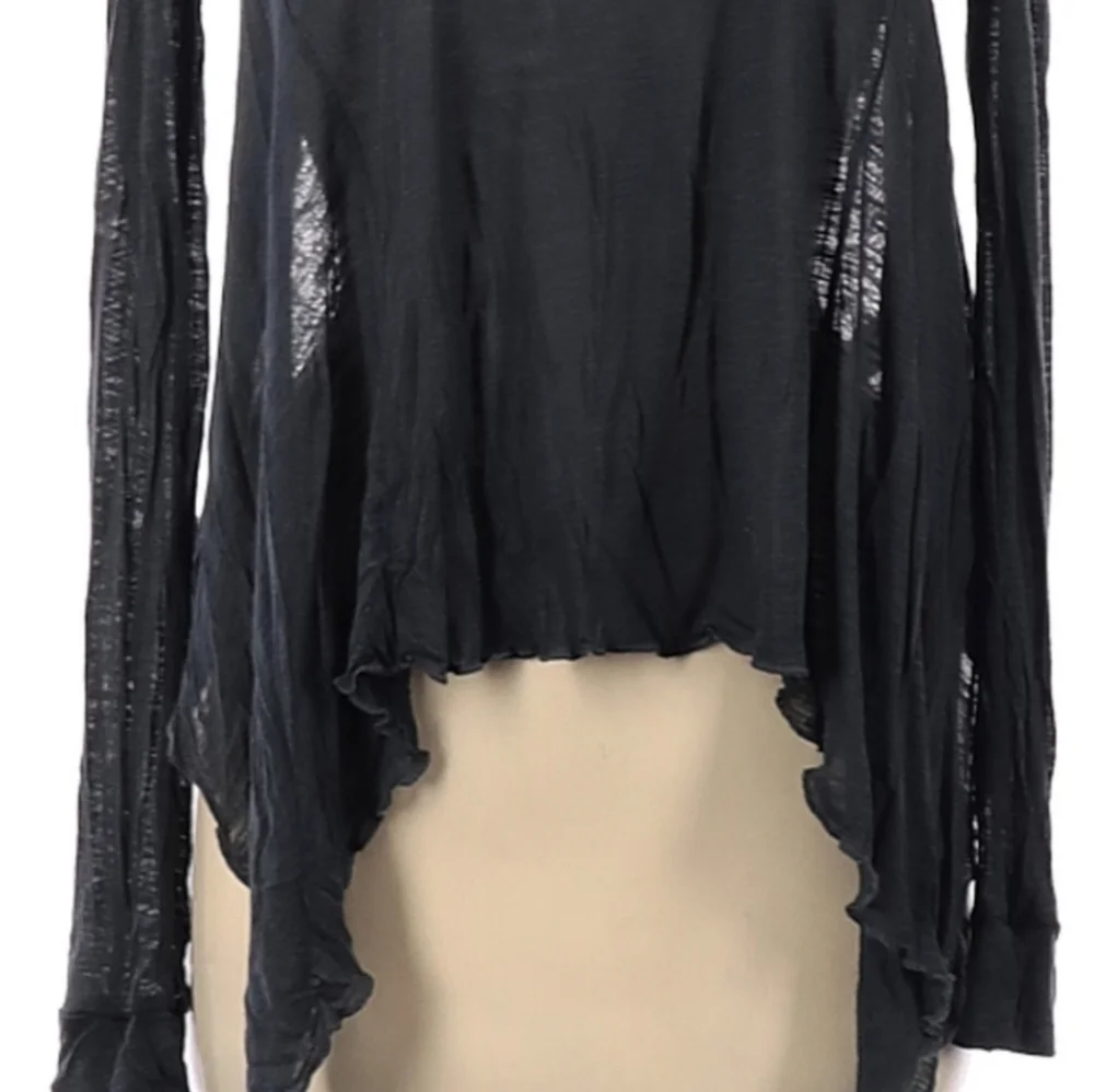 Sheer Lace Modal Knit Long Sleeve Top Blue Life XS